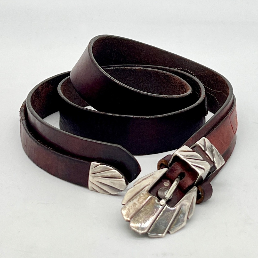 Rare! Vtg 86 JT Sterling Silver Buckle Signed Tom Taylor Custom Santa Fe Belt 36